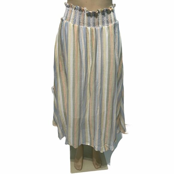 Mix‎ Nouveau Striped Peasant Skirt White Medium - Picture 1 of 9
